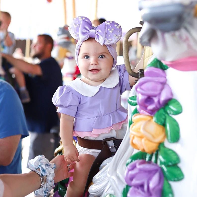 Pearl Lilac Velvet Minnie Ears Headwrap Minnie Ears Turban Minnie Ears for Babies Magic Kingdom E... | Etsy (US)