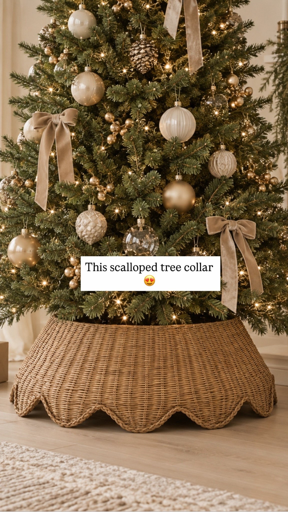 The prettiest little upgrade for your Christmas tree 🎄🤎 This woven tree skirt adds so much warmth and texture while still keeping that cozy, neutral look I love.

It’s such a beautiful alternative to a traditional tree skirt—and I love how the scalloped edge makes it feel extra special!

#LTKSeasonal #LTKHome