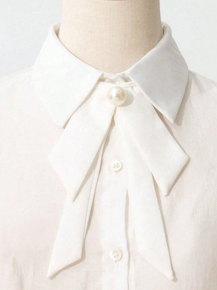 1pc Faux Pearl Classic Bow Tie Detachable Collar, Minimalist Fashion Casual Everyday Wear Valenti... | SHEIN