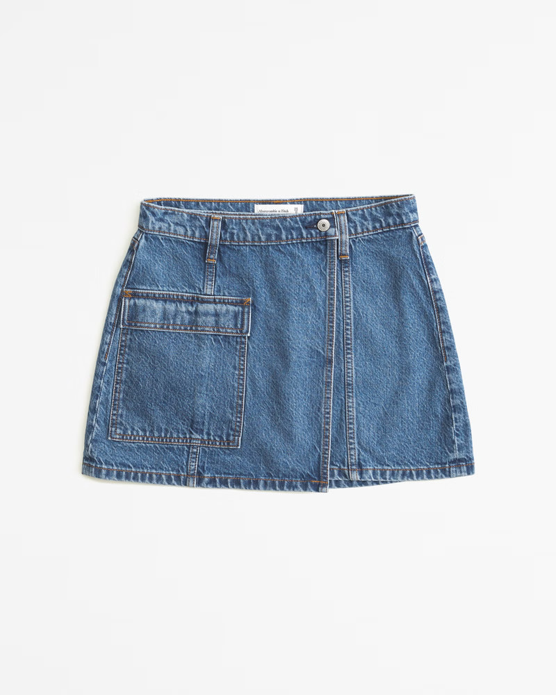 Women's Denim Cargo Wrap Mini Skirt | Women's New Arrivals | Abercrombie.com | Abercrombie & Fitch (US)