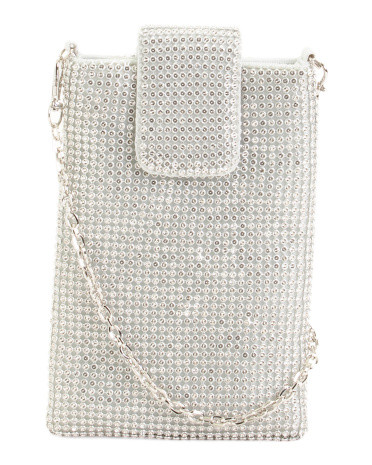 Rhinestone Embellished Phone Case Crossbody With Chain Strap | TJ Maxx
