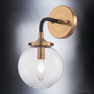 UEX2700 Modern Wall Sconce 12''H x 6''W, Antique Gold & Matte Black Finish, Lakewood Collection | Urban Ambiance, Inc.
