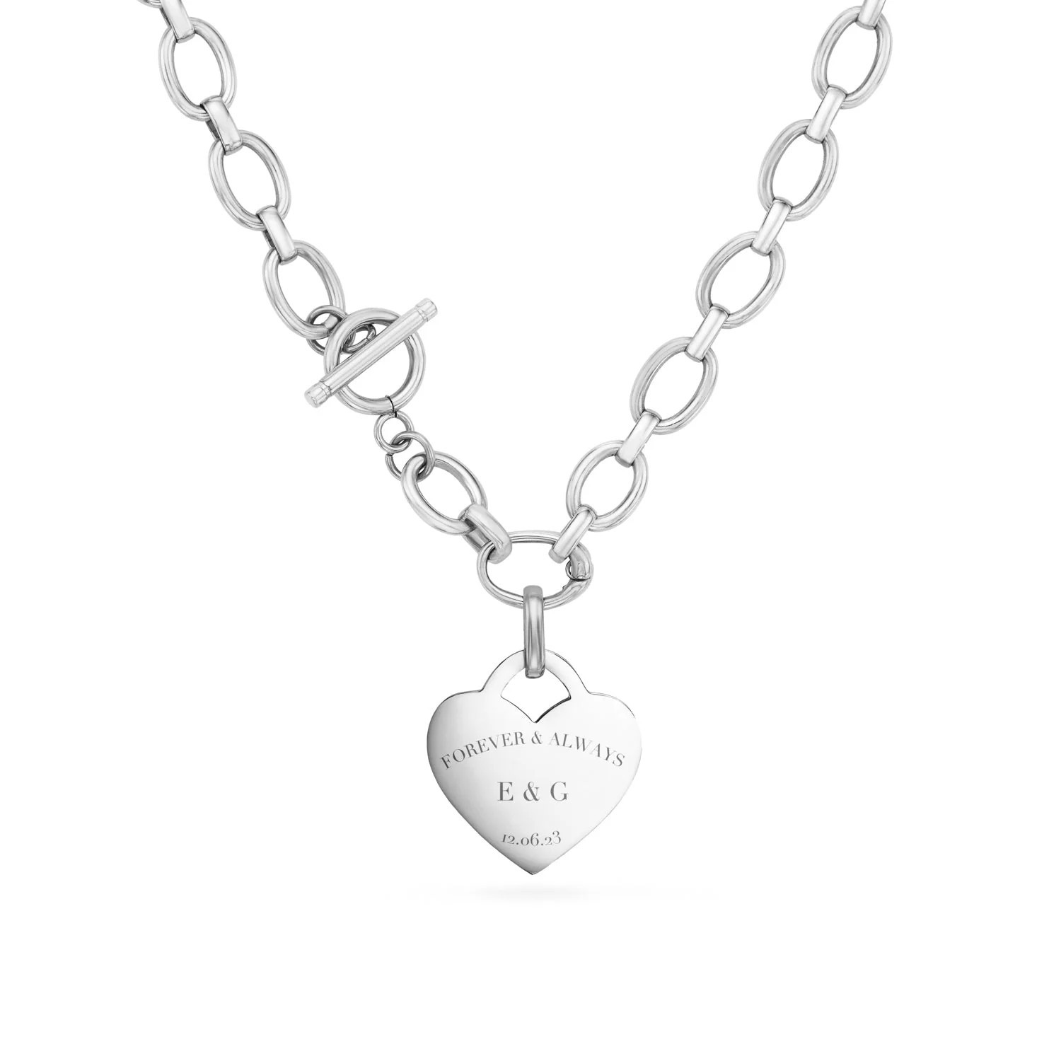 Heart Token Oval Necklace (Silver) | Abbott Lyon