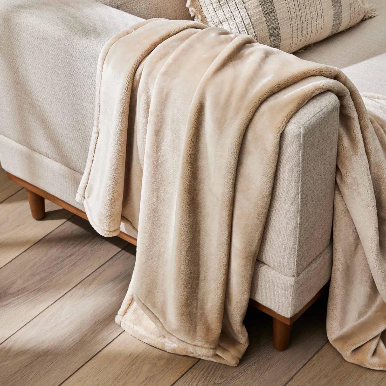 Better Homes & Gardens Solid Velvet Plush Adult Throw, 50” x 72”, Almond Biscuit | Walmart (US)
