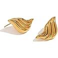 Chunky Gold Earrings For Women Large Statement Chunky Stud Earrings Trendy Gold Shell Wings Earri... | Amazon (US)