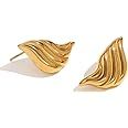 Chunky Gold Earrings For Women Large Statement Chunky Stud Earrings Trendy Gold Shell Wings Earri... | Amazon (US)