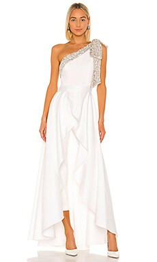 Jay Godfrey Gavin Jumpsuit With Satin Overskirt in Light Ivory, Silver & Diamond White from Revol... | Revolve Clothing (Global)