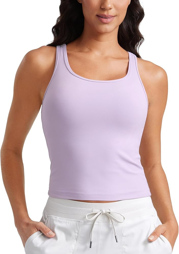 CRZ YOGA Butterluxe Double Lined Tank Tops for Women - Workout Casual Scoop Neck Racerback Crop S... | Amazon (US)