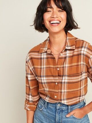 Oversized Plaid Flannel Boyfriend Tunic Shirt for Women | Old Navy (CA)