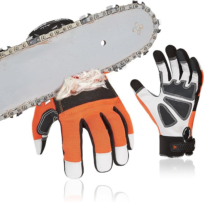 Vgo... 1Pair Chainsaw Gloves, 12-Layer Chainsaw Protection on Left Hand Back,Goat leather Work Gl... | Amazon (US)
