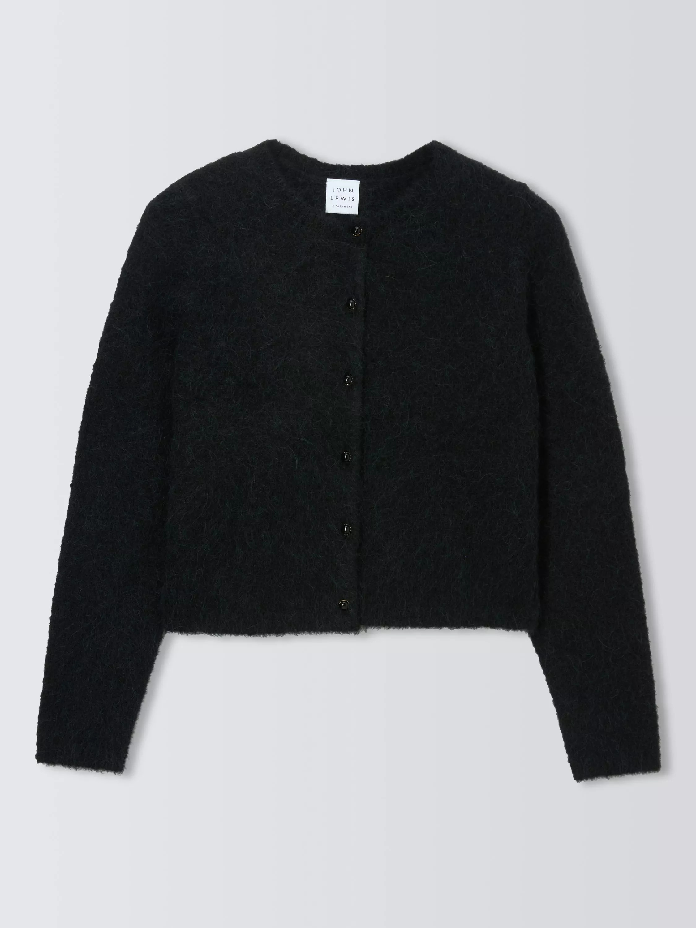 John LewisFluffy Alpaca Wool Blend Cardigan, Black, 12 | John Lewis (UK)