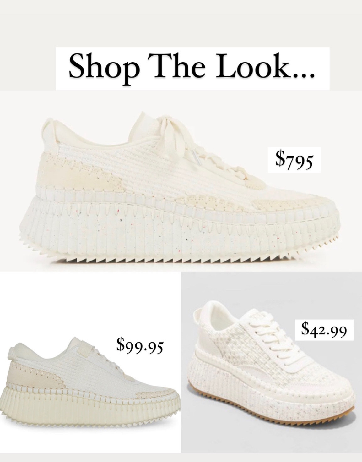 Shop The Look - Chloé Nama Sneakers
Look for less
Target finds 
Casual
Target style
Tan 
White
Cream
Platform 
Tennis shoes
Laces
Chic
Dupe
Spring shoe
Affordable 
Vacation shoes
What to pack
Spring break 
Steve Madden sneakers


#LTKFind #LTKunder50 #LTKshoecrush