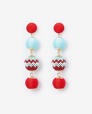 four tiered wrapped seed bead earrings | Express