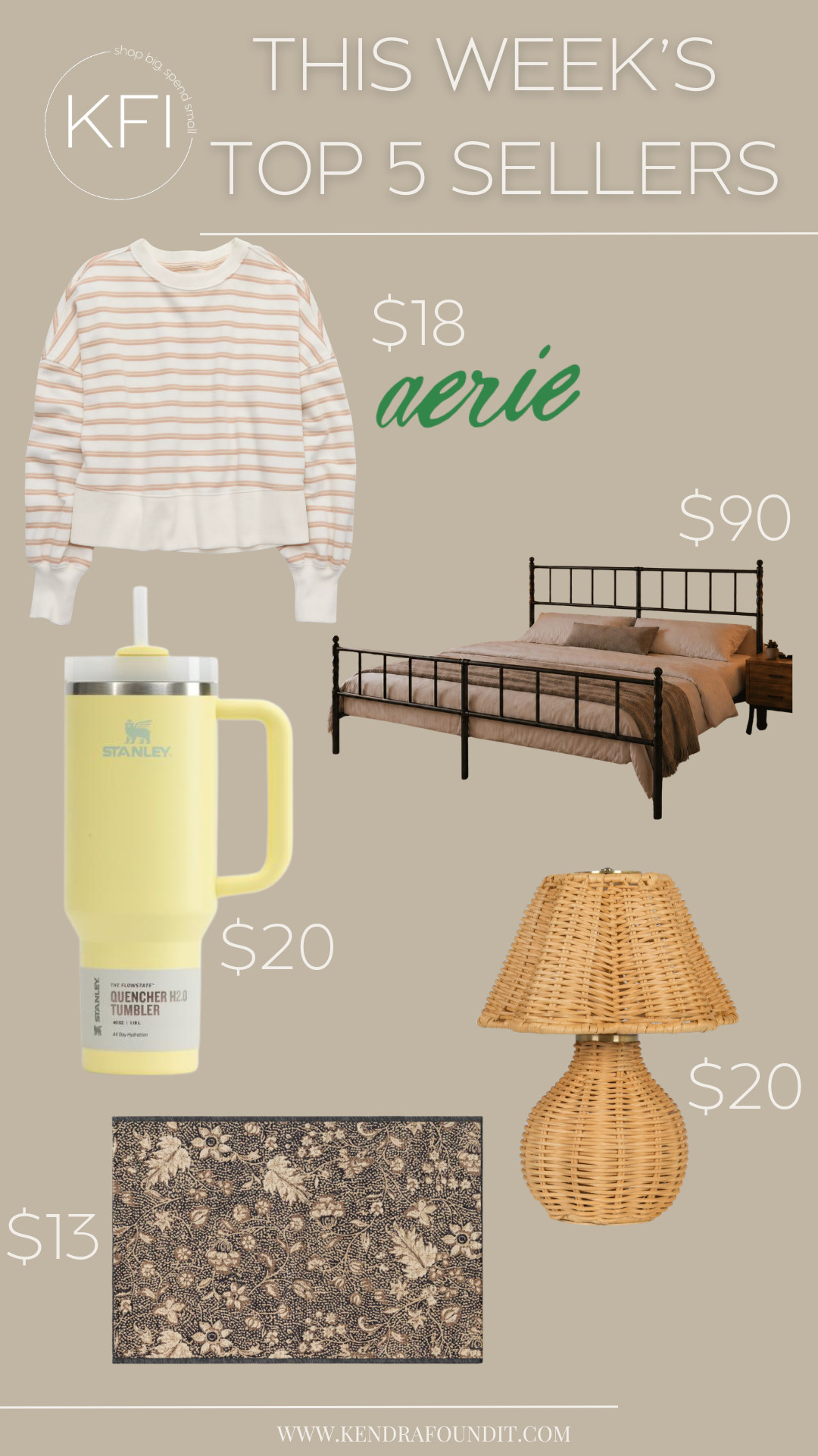 These are this week’s top sellers and honestly… every single one makes sense. That Aerie sweatshirt is back again for the third week in a row because at $18 it’s just too good (the fit, the softness—everyone gets it once they try it). The $20 Stanley is one of those blink-and-it’s-gone deals, and yes, it’s the real thing. The wicker lamp from Walmart is such a good modern organic find for $20—it adds instant texture anywhere. And the $100 metal bed (KING size!!) also from Walmart has amazing reviews and is such an easy way to get that elevated look for way less. And the $13 rug from Target?? Brand new and already a bestseller—it’s the perfect neutral, modern organic layer. These are the pieces everyone is loving right now and I get why. Linked everything here. 

 #LTKootd #LTKHome #LTKSaleAlert