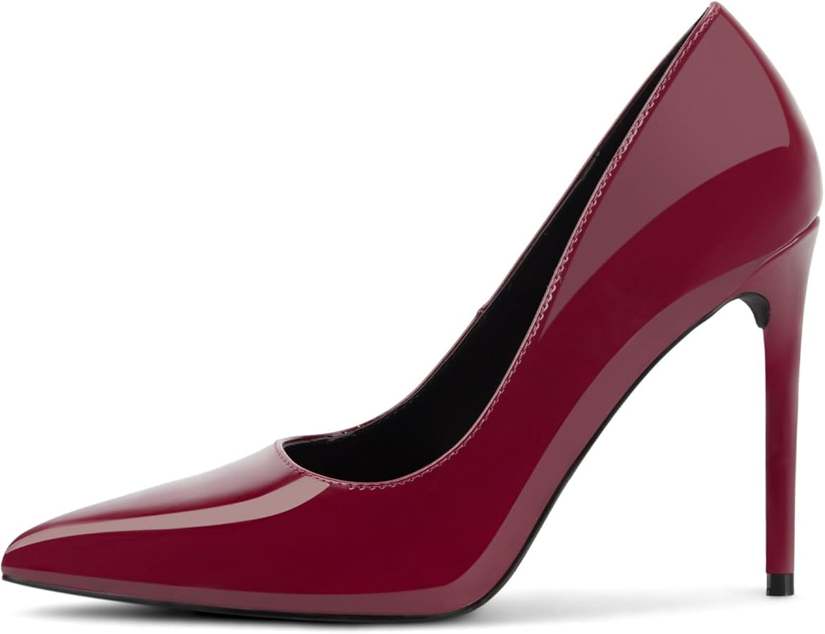 Women's Pumps Slip On High Heels with Pointed Toe 4.1 Inch Stiletto Bridal Party Dress Heels for ... | Amazon (US)