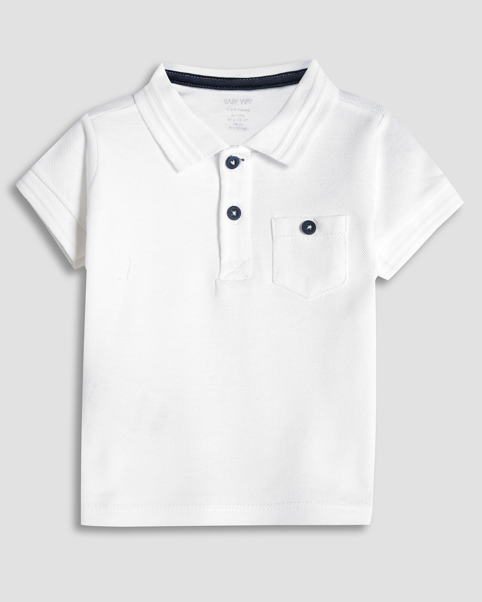 Camisa polo infantil piquet com bolso branca | Baby Way by Riachuelo | Riachuelo (BR)
