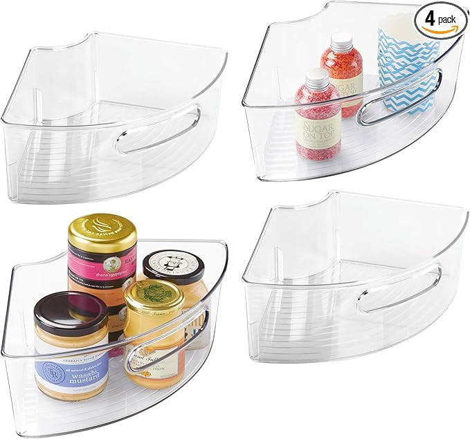 iDesign Plastic Lazy Susan Cabinet Storage Bin, 1/4 Wedge Container for Kitchen, Pantry, Counter,... | Amazon (US)