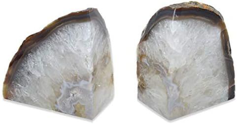 Nature's Decorations - Luxury Natural Gray Agate Bookends - Set of 2 Non-Skid Bookends - Vintage ... | Amazon (US)