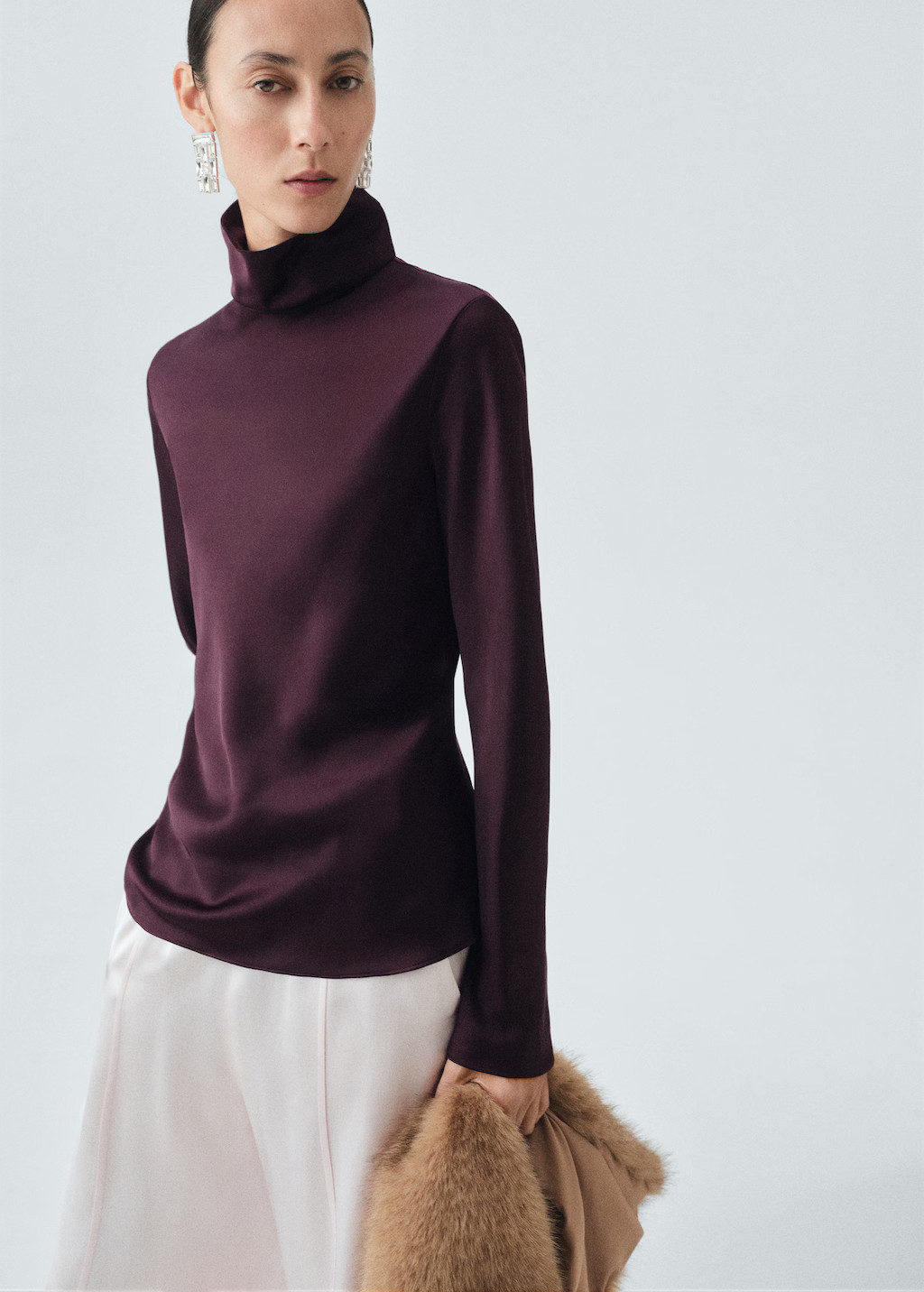 High collar satin blouse | MANGO (UK)