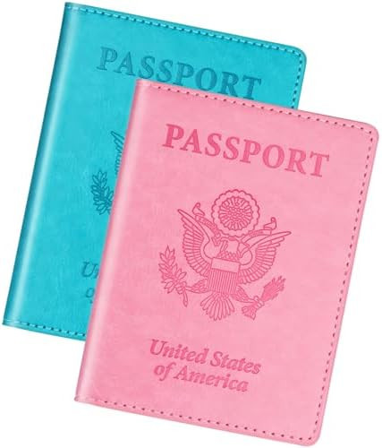 Turquoise & Pink Passport Holder, Cruise Essentials Passport Wallet Cover Case for Family Women M... | Amazon (US)