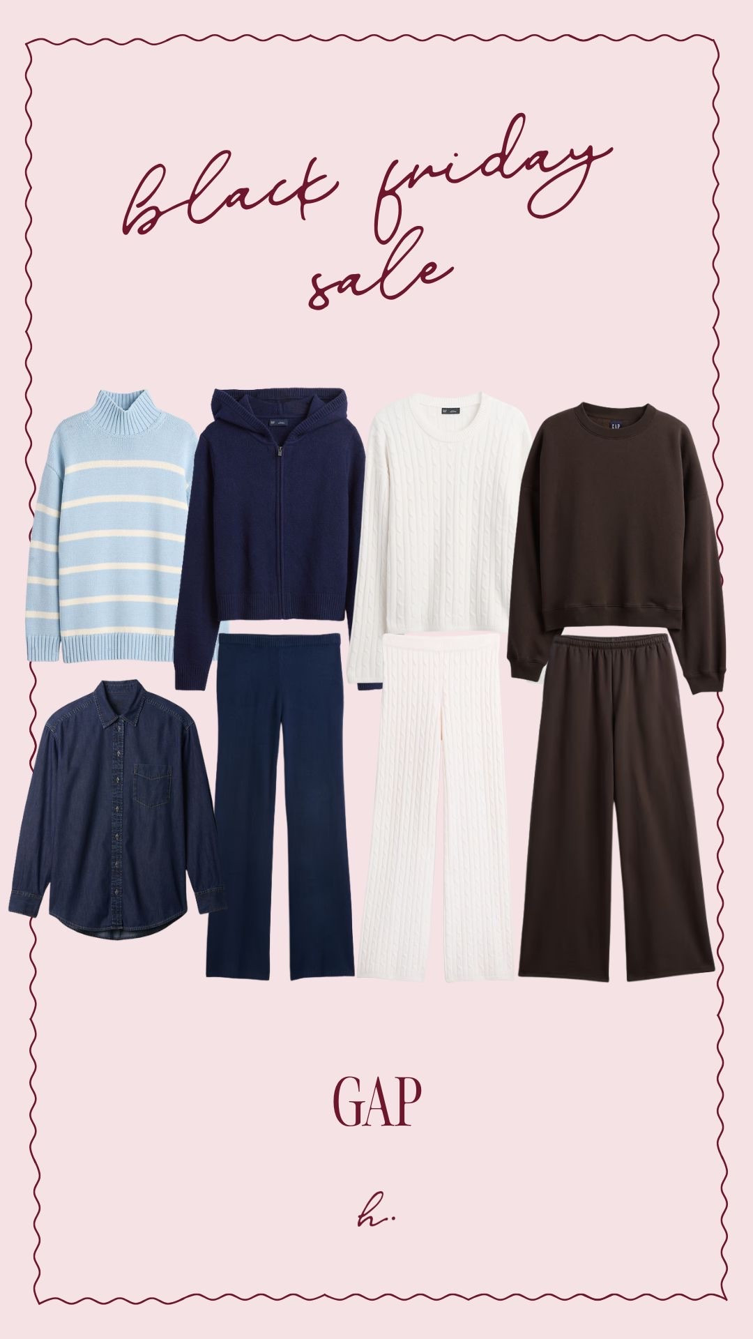 Some items I’m eyeing from the GAP Black Friday sale! 50% off sitewide! 

#LTKCyberWeek #LTKSaleAlert #LTKHoliday