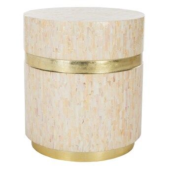 Safavieh Perla Pink Champagne/Gold Wood Round Modern End Table Lowes.com | Lowe's