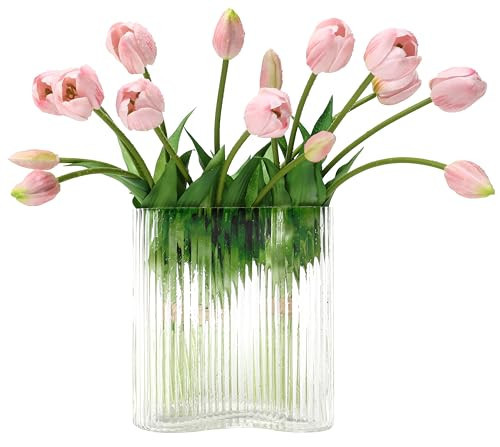 Prakilom Artificial Tulips Flowers (15pcs, Light Pink), Real Touch Latex Bouquet for Home, Wedding, Table Centerpiece and Party Events Decoration, DIY Fake Floral Arrangements (Vase not Included) | Amazon (US)
