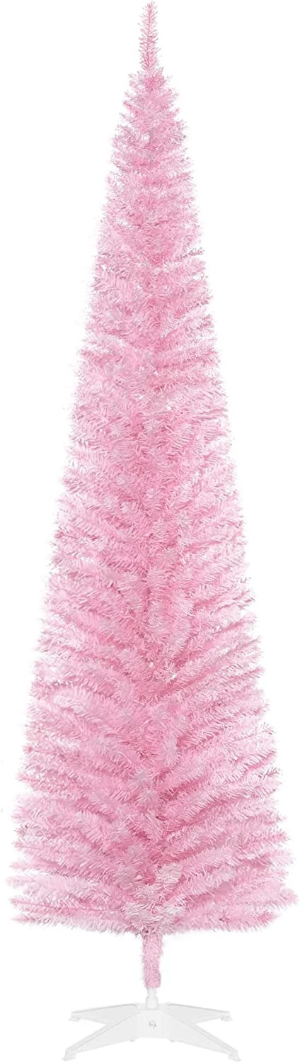 HOMCOM 7' Artificial Pencil Christmas Tree, Slim Xmas Tree with 499 Realistic Branch Tips and Pla... | Walmart (US)