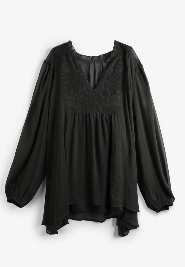 Plus Size Tie Neck Lace Top | Maurices