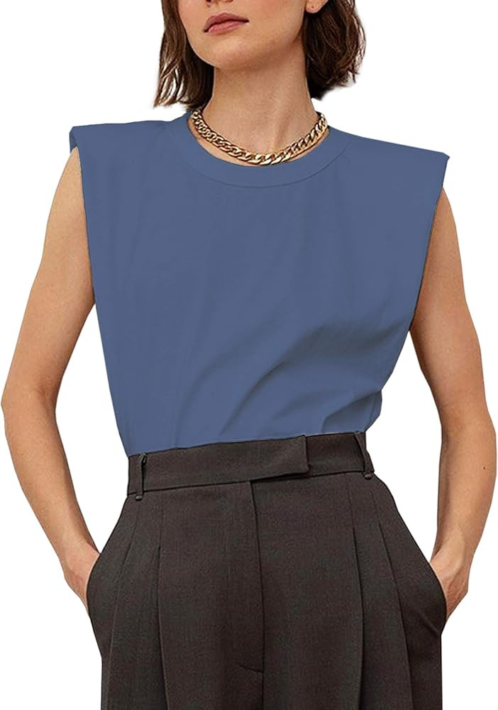 MISSACTIVER Women Summer Loose Slim Tank Top Solid Cotton Sleeveless Vest Round Neck Cami Shoulde... | Amazon (US)
