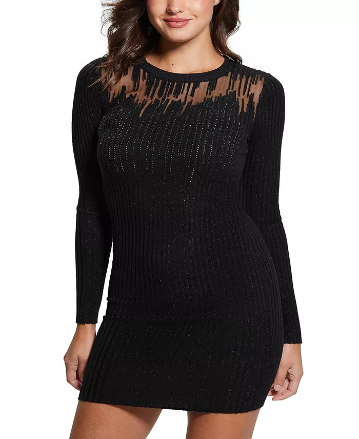 GUESS Women's Claudine Embellished Rib-Knit Mini Dress - Macy's | Macy's