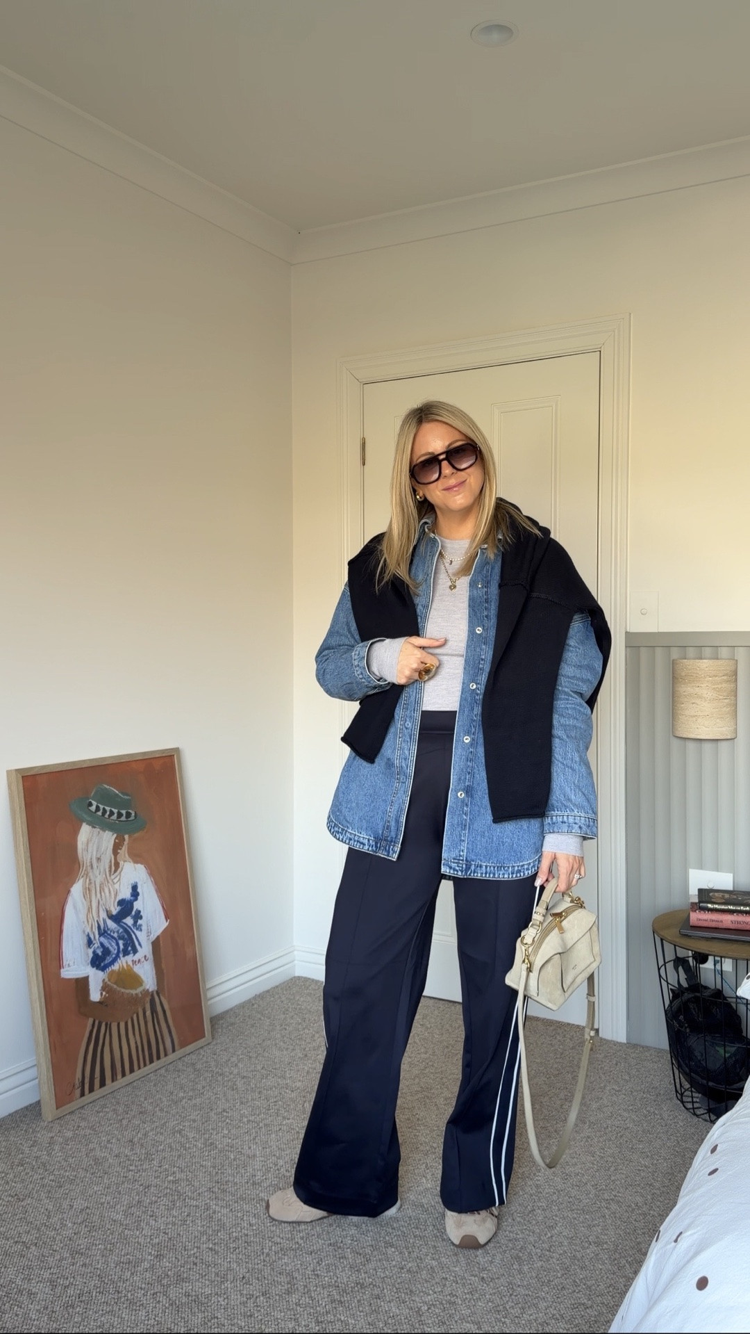 Casual Friday in fabulous trackpants. I’m in a 12 in the trackpants and knit top, a M/L in the denim shirt and a S in the navy knit x

#LTKaustralia #LTKstyletip #LTKwinter