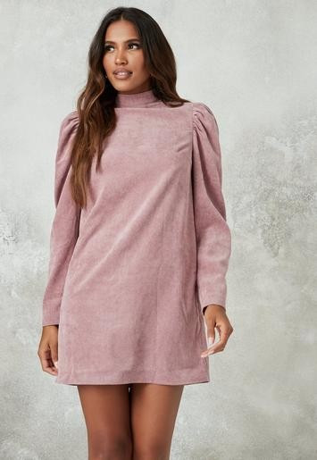 Blush High Neck Cord Shift Dress | Missguided (US & CA)