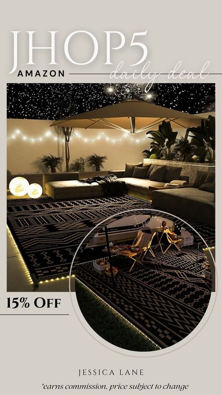Amazon Daily Deal, save 15% on this outdoor rug with lights! Outdoor rug, rug with lights, patio rug, outdoor rug, Amazon patio find, Amazon deal

#LTKsalealert #LTKSeasonal #LTKhome