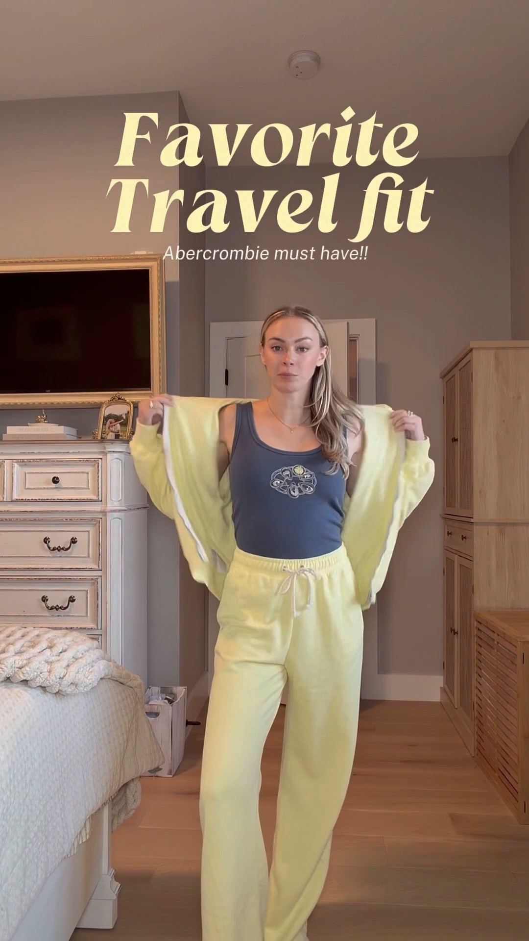 My go-to airport outfit ✈️

@abercrombie terry cloth sweat set + the pearl no-bra tank top (yes, it’s padded 🙌). Cozy enough for the plane, but easy to switch to shorts and ditch the sweatshirt when landing somewhere warm. The ultimate travel formula. 

#LTKgrwm #LTKootd #LTKTravel