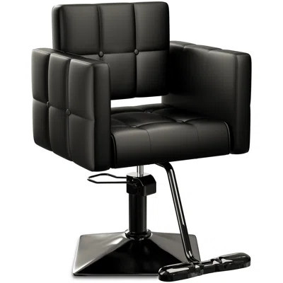 High-End Salon Chair, Allblack Stylist Chair Faux Leather, 360° Swivel, 330 Lbs Weight Capacity, Memory Foam Cushion, Arm Rest, Ergonomic, Adjustable | Wayfair North America