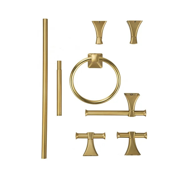 Better Homes & Gardens 5PC Bath Hardware and Towel Holder Set, Brushed Brass - Walmart.com | Walmart (US)