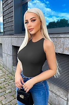 Women's 3 Piece Bodysuits Sexy Ribbed One Piece Sleeveless Halter Neck Bodysuits | Amazon (US)