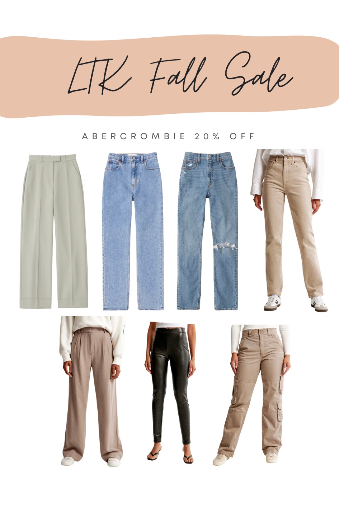 LTK Fall Sale - Abercrombie 20% off everything

 fall outfit, wide leg pant, tailored pant, 90s straight jean, jeans, straight leg jean, high rise jean, Sloane, sloane tailored pant, 90s slim straight jean, relaxed cargo pant, vegan leather legging

#LTKSeasonal #LTKsalealert #LTKSale