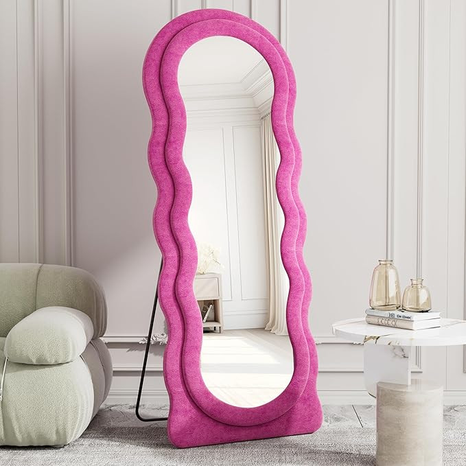 Full Length Mirror, 63"x24" Wavy Floor Mirror, Arched Standing Mirror Full Length, Cloud Shaped F... | Amazon (US)