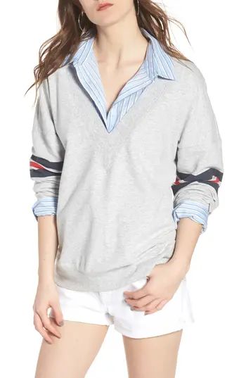 Women's Treasure & Bond Sport V-Neck Sweatshirt, Size XX-Small - Grey | Nordstrom