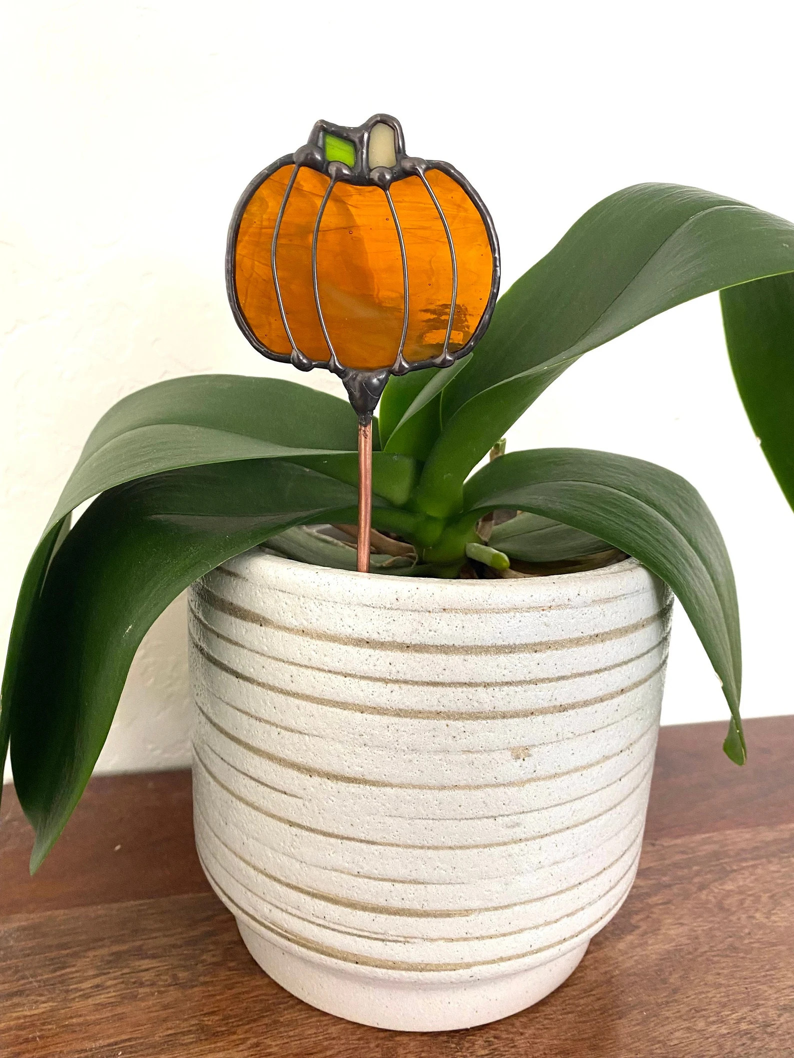 Pumpkin Plant Stake Stained Glass Art Garden Fall Decor - Etsy | Etsy (US)