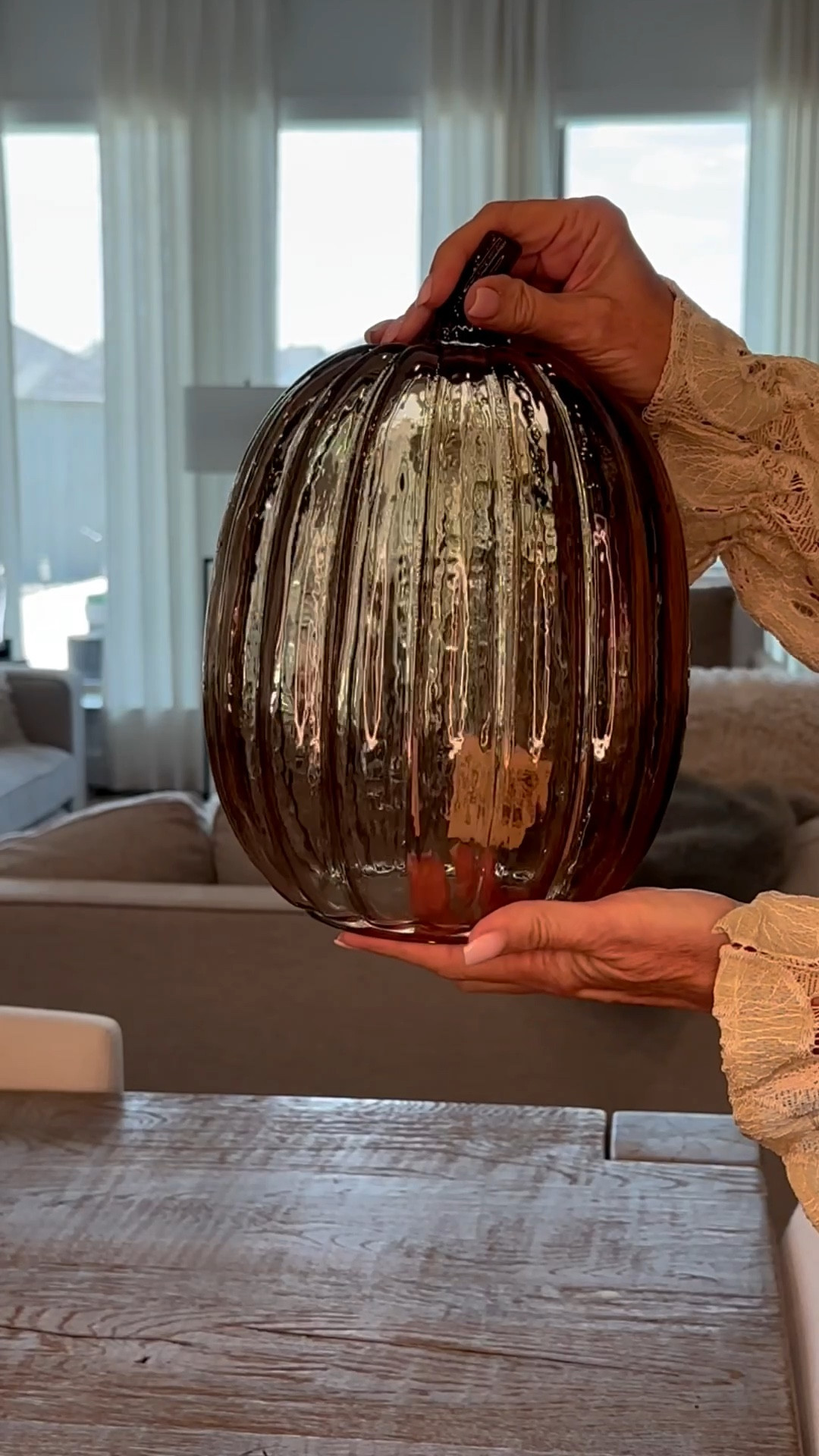 These glass pumpkins are so beautiful and have a hole in the bottom so you can put a candle or twinkle lights. 

#LTKSeasonal #LTKFindsUnder50 #LTKHome