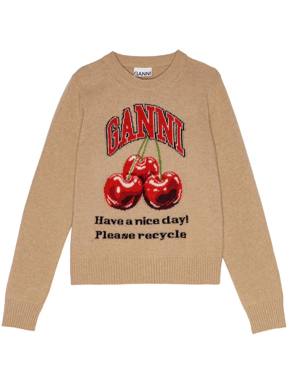 GANNI intarsia-knit Cherries Jumper | Brown | FARFETCH AU | Farfetch Global