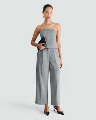 F&F Herringbone Print Wide Leg Co-ord Trousers in Grey | Tesco F&F