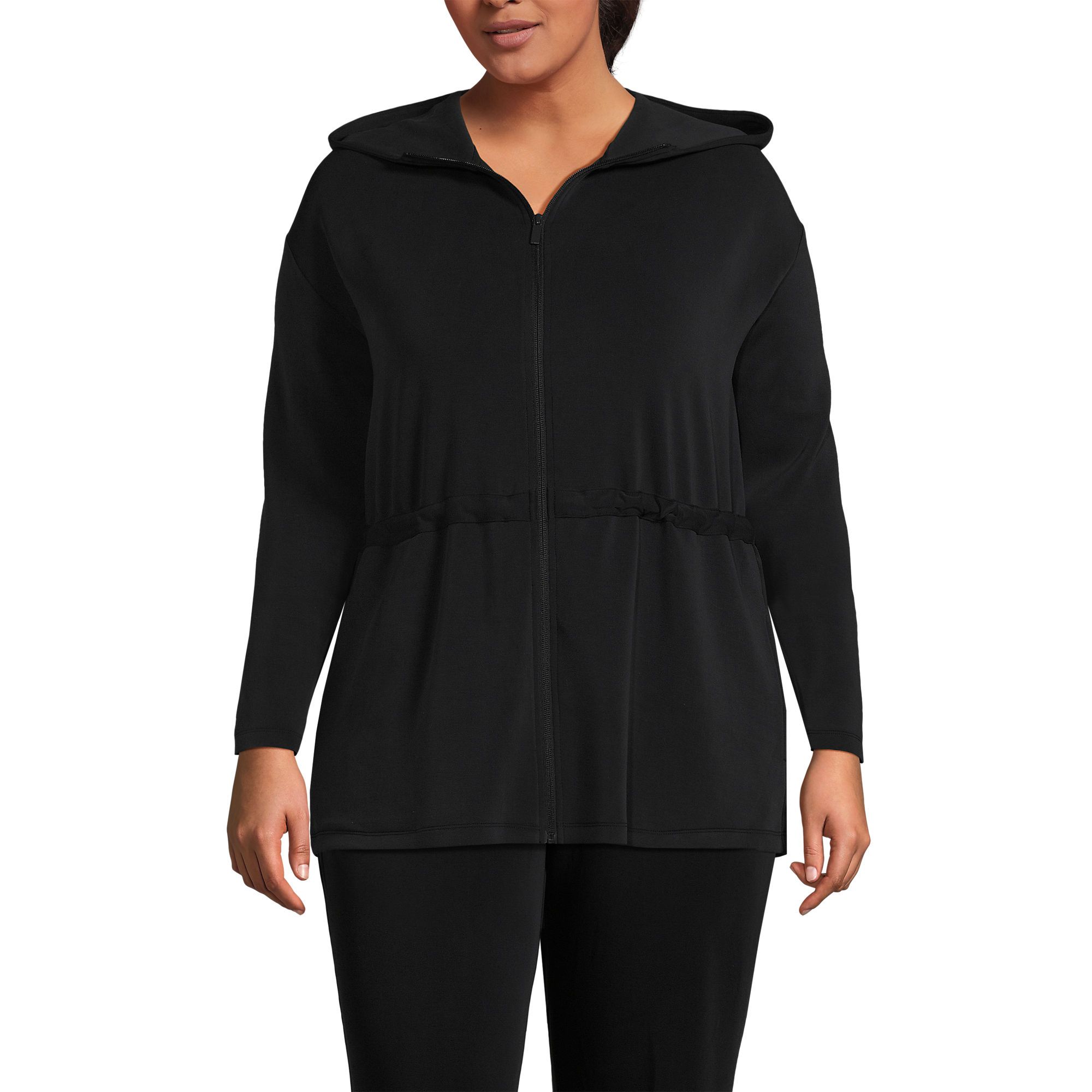 Women's Plus Size Cupro Long Sleeve Full Zip Tunic Hoodie | Lands' End (US)