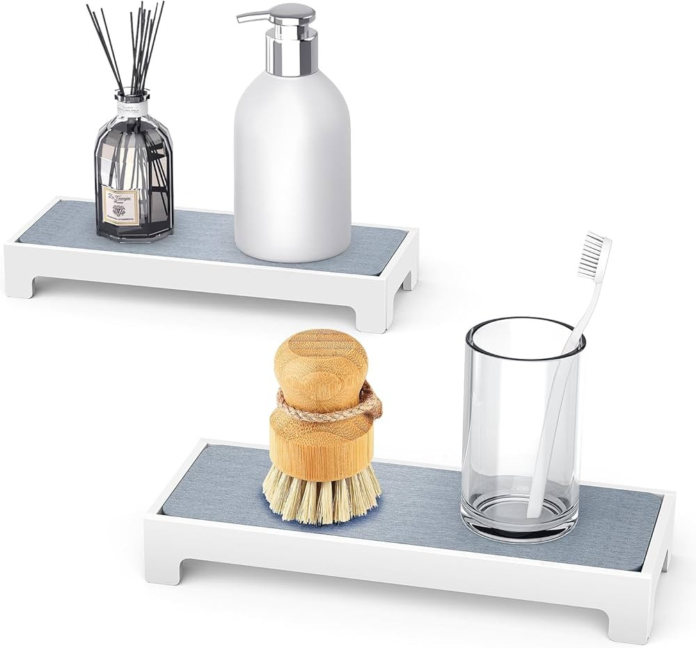 Sink Caddy, EnjoyNest 2 PCS Instant Dry Sink Organizer Sponge Soap Holder for Kitchen Sink Bathro... | Amazon (US)