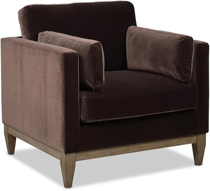 Pemberly Row 36" Modern Farmhouse Arm Chair in Deep Brown Finish | Amazon (US)