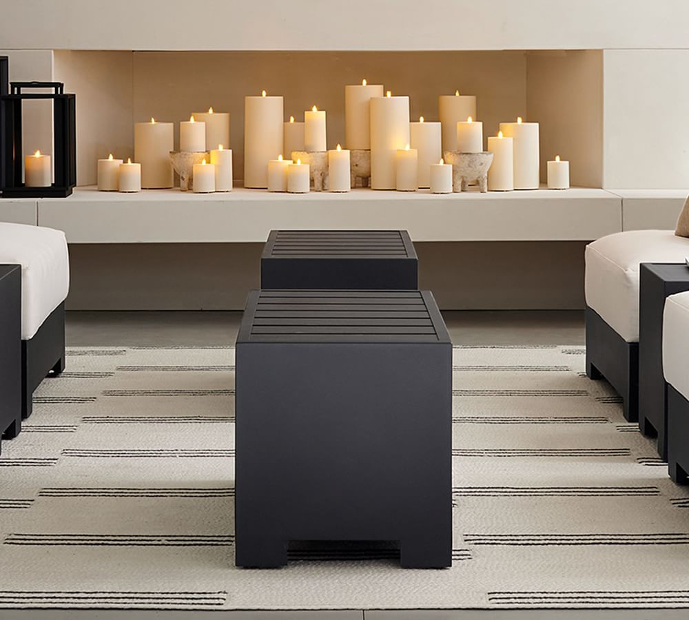 Malibu 33" Metal Platform Modular Side Table, Black | Pottery Barn (US)