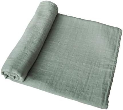mushie Muslin Baby Swaddle Blanket | 100% Organic Cotton (Sage) | Amazon (US)